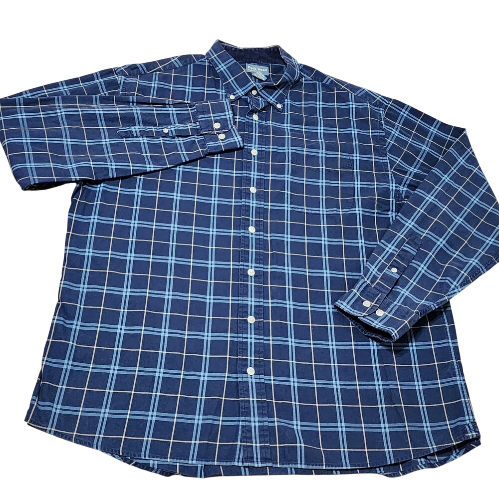 Duck Head Shirt Mens XL Blue Plaid Long Sleeve Button Down Cotton Casual
